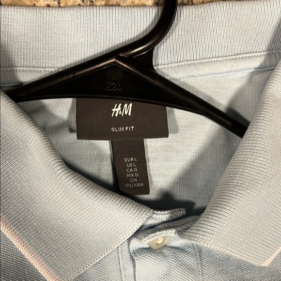 H&M Blue Polo Shirt Classic Short Sleeve - Picture 2 of 2
